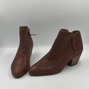 FRYE Judith Double Zip Leather Ankle Boots in Whiskey Brown Size 10 NEW
